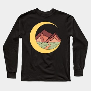 Crescent Moon Mountains Long Sleeve T-Shirt